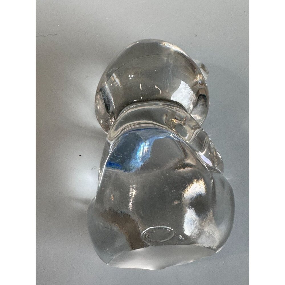 Fenton Teddy Bear Clear Glass Blue Heart Paperweight Figurine Signed - Picture 9 of 10